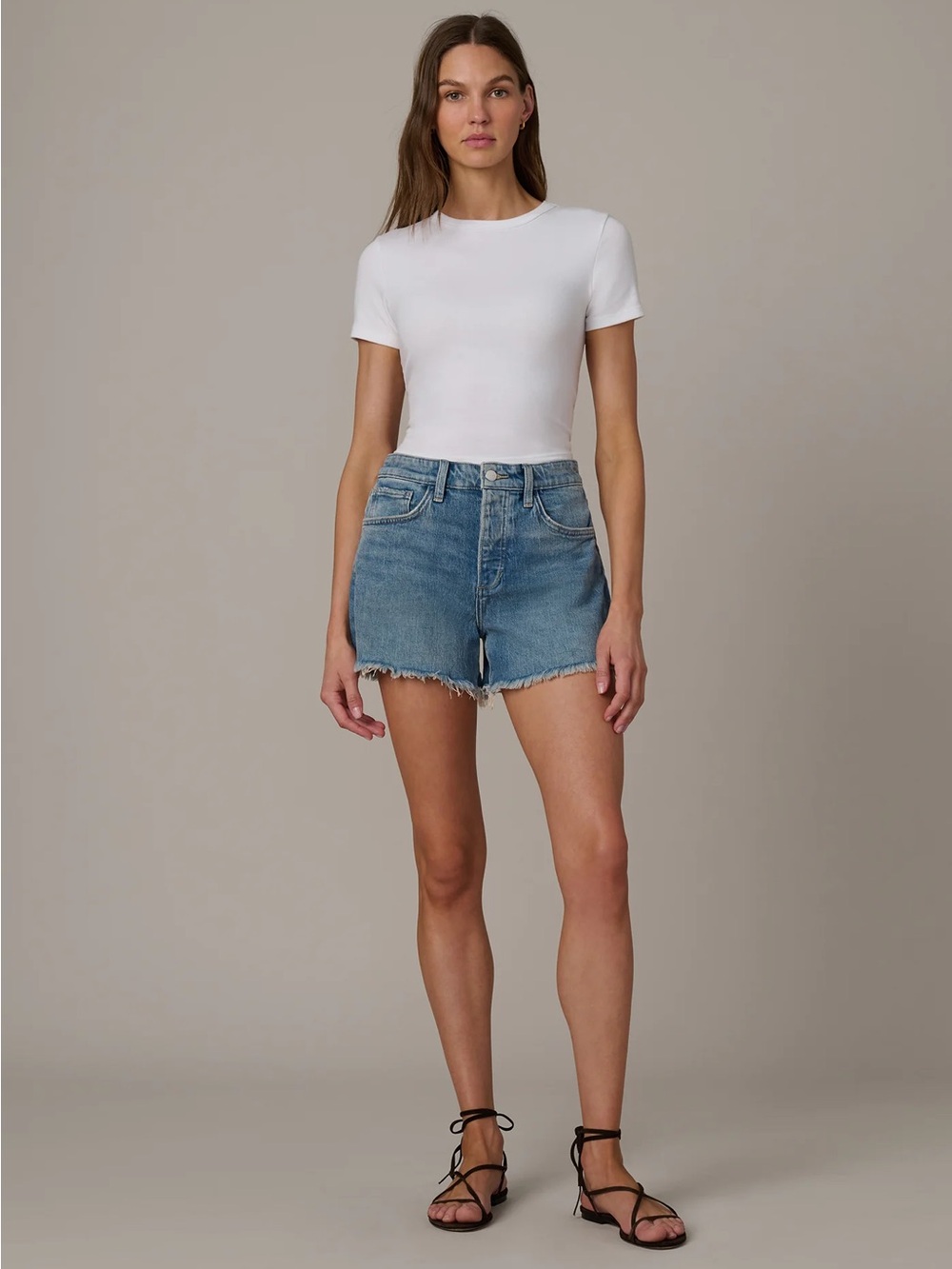 Joe’s Jeans “The Jessie” Relaxed 4” Medium Wash Raw Hem High Rise Shorts